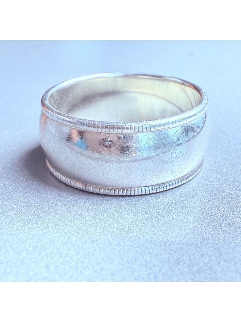 8mm Wide Chunky Cigar Band 925 Sterling Silver Ring Vintage